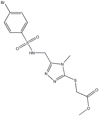 methyl 2-{[5-({[(4-bromophenyl)sulfonyl]amino}methyl)-4-methyl-4H-1,2,4-triazol-3-yl]sulfanyl}acetate Struktur