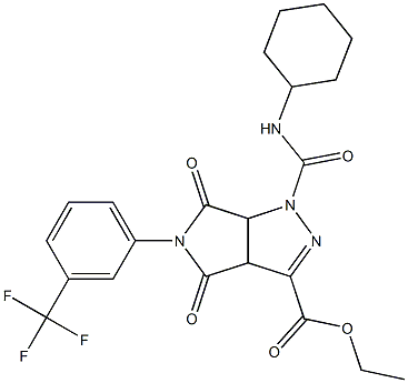 ethyl 1-[(cyclohexylamino)carbonyl]-4,6-dioxo-5-[3-(trifluoromethyl)phenyl]-1,3a,4,5,6,6a-hexahydropyrrolo[3,4-c]pyrazole-3-carboxylate Struktur