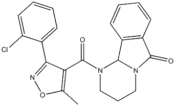 1-{[3-(2-chlorophenyl)-5-methylisoxazol-4-yl]carbonyl}-1,2,3,4,6,10b-hexahydropyrimido[2,1-a]isoindol-6-one Struktur