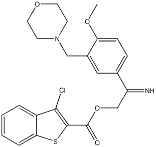 4-[5-({[(3-chloro-1-benzothiophen-2-yl)carbonyl]oxy}ethanimidoyl)-2-methoxybenzyl]morpholine Struktur