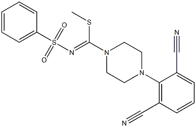 N1-[[4-(2,6-dicyanophenyl)piperazino](methylthio)methylidene]benzene-1-sulf onamide Struktur