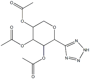 3,5-di(acetyloxy)-2-(2H-1,2,3,4-tetraazol-5-yl)tetrahydro-2H-pyran-4-yl acetate Struktur