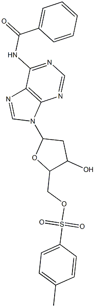 {5-[6-(benzoylamino)-9H-purin-9-yl]-3-hydroxytetrahydrofuran-2-yl}methyl 4-methylbenzenesulfonate Struktur