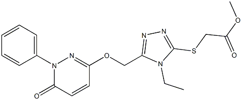 methyl 2-[(4-ethyl-5-{[(6-oxo-1-phenyl-1,6-dihydro-3-pyridazinyl)oxy]methyl}-4H-1,2,4-triazol-3-yl)sulfanyl]acetate Struktur