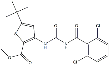 methyl 5-(tert-butyl)-3-({[(2,6-dichlorobenzoyl)amino]carbonyl}amino)thiophene-2-carboxylate Struktur