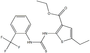 ethyl 5-ethyl-2-({[2-(trifluoromethyl)anilino]carbothioyl}amino)thiophene-3-carboxylate Struktur