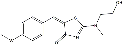 2-[(2-hydroxyethyl)(methyl)amino]-5-{(E)-[4-(methylsulfanyl)phenyl]methylidene}-1,3-thiazol-4(5H)-one Struktur