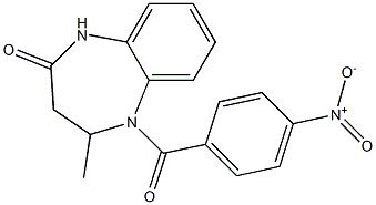 4-methyl-5-(4-nitrobenzoyl)-2,3,4,5-tetrahydro-1H-1,5-benzodiazepin-2-one Struktur