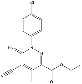 ethyl 1-(4-chlorophenyl)-5-cyano-6-imino-4-methyl-1,6-dihydropyridazine-3-carboxylate Struktur