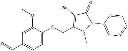 4-[(4-bromo-2-methyl-5-oxo-1-phenyl-2,5-dihydro-1H-pyrazol-3-yl)methoxy]-3-methoxybenzenecarbaldehyde Struktur