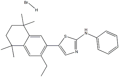 N2-phenyl-5-(3-ethyl-5,5,8,8-tetramethyl-5,6,7,8-tetrahydronaphthalen-2-yl)-1,3-thiazol-2-amine hydrobromide Struktur