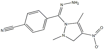 4-[2-(1,3-dimethyl-4-nitro-1H-pyrazol-5-yl)carbohydrazonoyl]benzonitrile Struktur