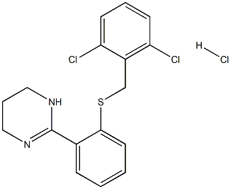 2-{2-[(2,6-dichlorobenzyl)thio]phenyl}-1,4,5,6-tetrahydropyrimidine hydrochloride Struktur