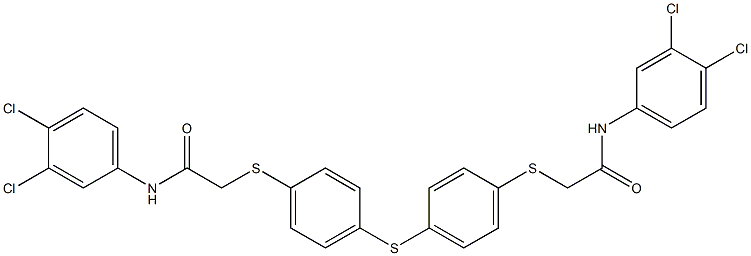 2-({4-[(4-{[2-(3,4-dichloroanilino)-2-oxoethyl]sulfanyl}phenyl)sulfanyl]phenyl}sulfanyl)-N-(3,4-dichlorophenyl)acetamide Struktur