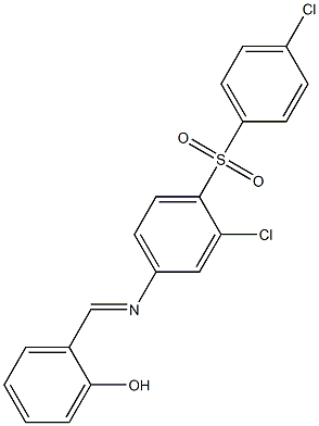 2-[({3-chloro-4-[(4-chlorophenyl)sulfonyl]phenyl}imino)methyl]phenol Struktur