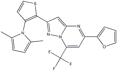 2-[3-(2,5-dimethyl-1H-pyrrol-1-yl)-2-thienyl]-5-(2-furyl)-7-(trifluoromethyl)pyrazolo[1,5-a]pyrimidine Struktur