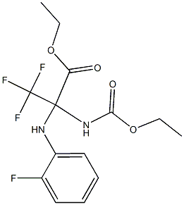 ethyl 2-[(ethoxycarbonyl)amino]-3,3,3-trifluoro-2-(2-fluoroanilino)propanoate Struktur