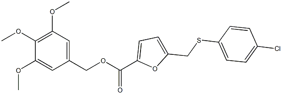 3,4,5-trimethoxybenzyl 5-{[(4-chlorophenyl)thio]methyl}-2-furoate Struktur