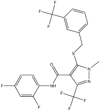 N-(2,4-difluorophenyl)-1-methyl-3-(trifluoromethyl)-5-{[3-(trifluoromethyl)benzyl]sulfanyl}-1H-pyrazole-4-carboxamide Struktur