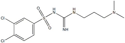 (3,4-dichlorophenyl){[{[3-(dimethylamino)propyl]amino}(imino)methyl]amino}dioxo-lambda~6~-sulfane Struktur