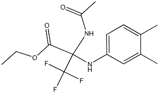 ethyl 2-(acetylamino)-2-(3,4-dimethylanilino)-3,3,3-trifluoropropanoate Struktur