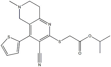 isopropyl 2-{[3-cyano-6-methyl-4-(2-thienyl)-5,6,7,8-tetrahydro[1,6]naphthyridin-2-yl]sulfanyl}acetate Struktur