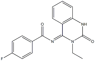 N-[3-ethyl-2-oxo-2,3-dihydro-4(1H)-quinazolinyliden]-4-fluorobenzenecarboxamide Struktur