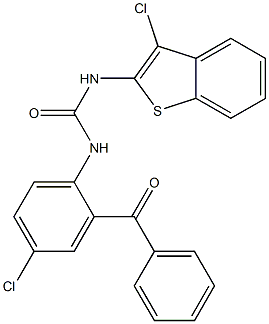 N-(2-benzoyl-4-chlorophenyl)-N'-(3-chlorobenzo[b]thiophen-2-yl)urea Struktur