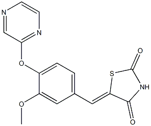 5-{(Z)-[3-methoxy-4-(2-pyrazinyloxy)phenyl]methylidene}-1,3-thiazolane-2,4-dione Struktur