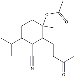 3-cyano-4-isopropyl-1-methyl-2-(3-oxobutyl)cyclohexyl acetate Struktur