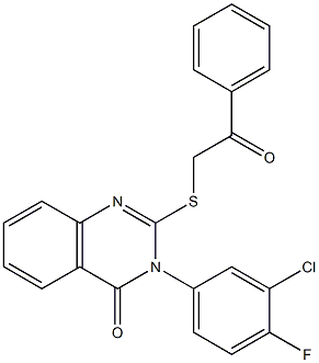 3-(3-chloro-4-fluorophenyl)-2-[(2-oxo-2-phenylethyl)thio]-3,4-dihydroquinazolin-4-one Struktur