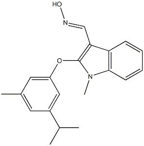 2-(3-isopropyl-5-methylphenoxy)-1-methyl-1H-indole-3-carbaldehyde oxime Struktur