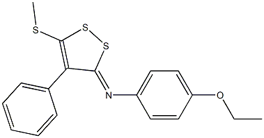 N1-[5-(methylthio)-4-phenyl-3H-1,2-dithiol-3-yliden]-4-ethoxyaniline Struktur