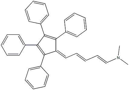 N1,N1-dimethyl-5-(2,3,4,5-tetraphenylcyclopenta-2,4-dienyliden)penta-1,3-dien-1-amine Struktur