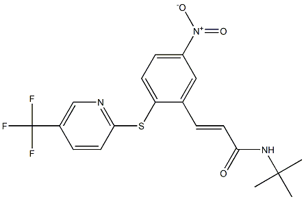 N1-(tert-butyl)-3-(5-nitro-2-{[5-(trifluoromethyl)-2-pyridyl]thio}phenyl)acrylamide Struktur