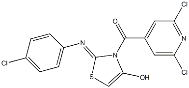 {2-[(4-chlorophenyl)imino]-4-hydroxy-2,3-dihydro-1,3-thiazol-3-yl}(2,6-dich loro-4-pyridyl)methanone Struktur