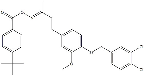 4-[3-({[4-(tert-butyl)benzoyl]oxy}imino)butyl]-1-[(3,4-dichlorobenzyl)oxy]-2-methoxybenzene Struktur