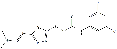 N1-(3,5-dichlorophenyl)-2-[(5-{[(dimethylamino)methylidene]amino}-1,3,4-thiadiazol-2-yl)thio]acetamide Struktur