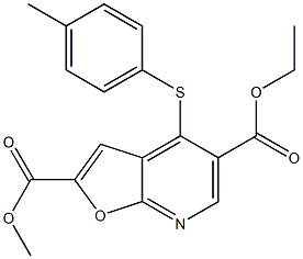 5-ethyl 2-methyl 4-[(4-methylphenyl)thio]furo[2,3-b]pyridine-2,5-dicarboxylate Struktur