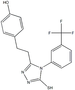 4-(2-{5-mercapto-4-[3-(trifluoromethyl)phenyl]-4H-1,2,4-triazol-3-yl}ethyl)phenol Struktur