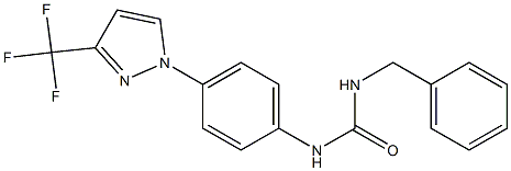 N-benzyl-N'-{4-[3-(trifluoromethyl)-1H-pyrazol-1-yl]phenyl}urea Struktur