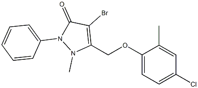 4-bromo-5-[(4-chloro-2-methylphenoxy)methyl]-1-methyl-2-phenyl-1,2-dihydro-3H-pyrazol-3-one Struktur