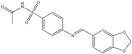 N1-acetyl-4-[(1,3-benzodioxol-5-ylmethylidene)amino]benzene-1-sulfonamide Struktur