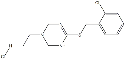 6-[(2-chlorobenzyl)thio]-3-ethyl-1,2,3,4-tetrahydro-1,3,5-triazine hydrochloride Struktur