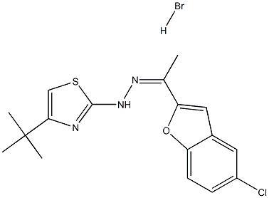 1-(5-chlorobenzo[b]furan-2-yl)ethan-1-one 1-[4-(tert-butyl)-1,3-thiazol-2-yl]hydrazone hydrobromide Struktur