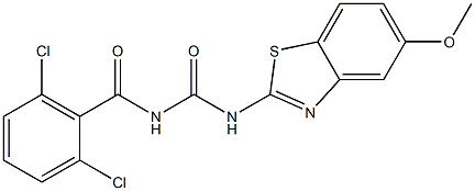 N-(2,6-dichlorobenzoyl)-N'-(5-methoxy-1,3-benzothiazol-2-yl)urea Struktur