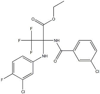 ethyl 2-[(3-chlorobenzoyl)amino]-2-(3-chloro-4-fluoroanilino)-3,3,3-trifluoropropanoate Struktur