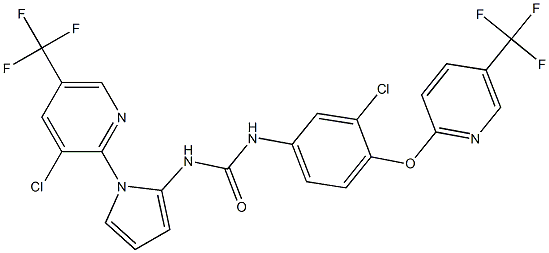 N-(3-chloro-4-{[5-(trifluoromethyl)-2-pyridinyl]oxy}phenyl)-N'-{1-[3-chloro-5-(trifluoromethyl)-2-pyridinyl]-1H-pyrrol-2-yl}urea Struktur