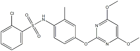 2-chloro-N-{4-[(4,6-dimethoxy-2-pyrimidinyl)oxy]-2-methylphenyl}benzenesulfonamide Struktur