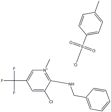 2-(benzylamino)-3-chloro-1-methyl-5-(trifluoromethyl)pyridinium 4-methylben zene-1-sulfonate Struktur